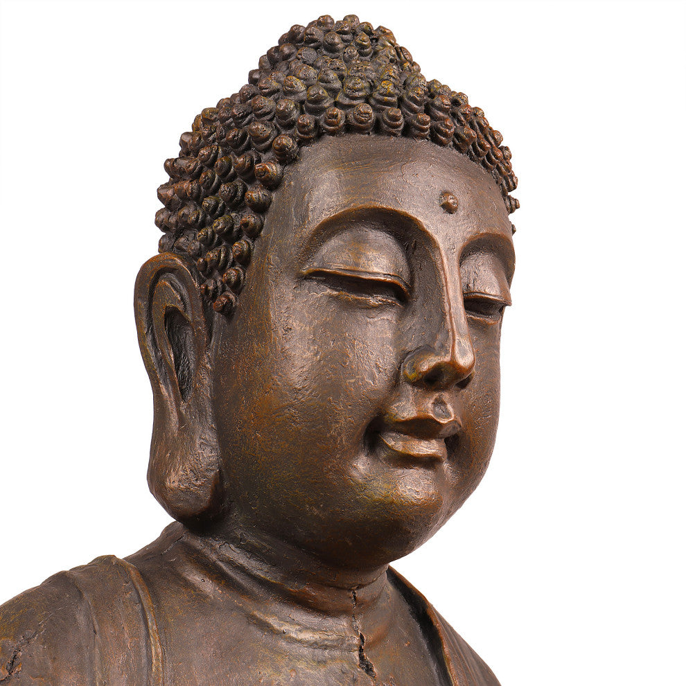 Alpine Meditating Buddha Fountain With LED Light, 33" Tall