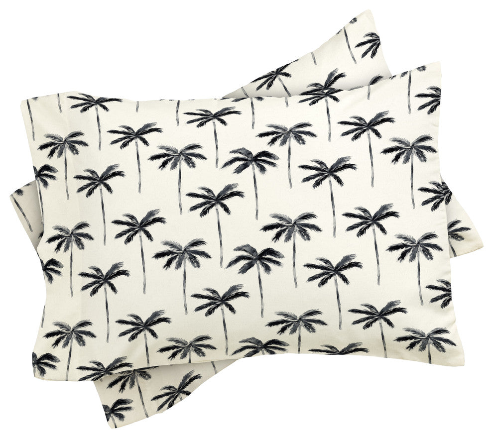 Little Arrow Design Co Watercolor Palm Tree, Black Duvet Cover Set, Twin XL