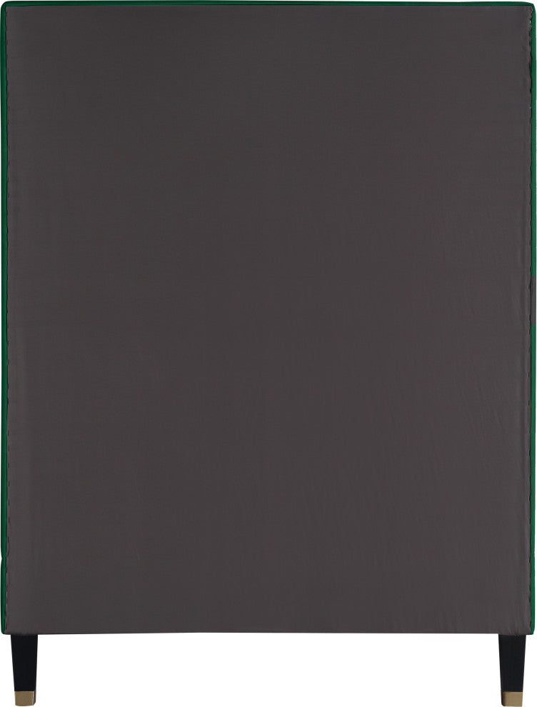 Harlie Velvet Upholstered Bed, Green, Twin