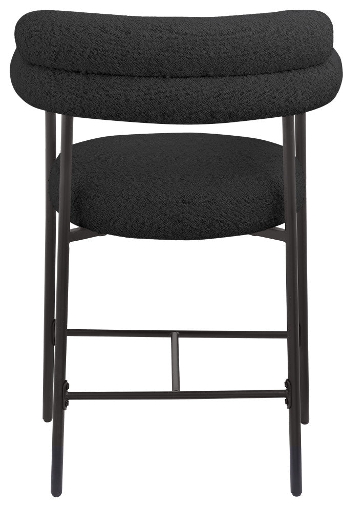 Blake Boucle Fabric Upholstered Counter Stool, Set of 2, Black, Matte Finish
