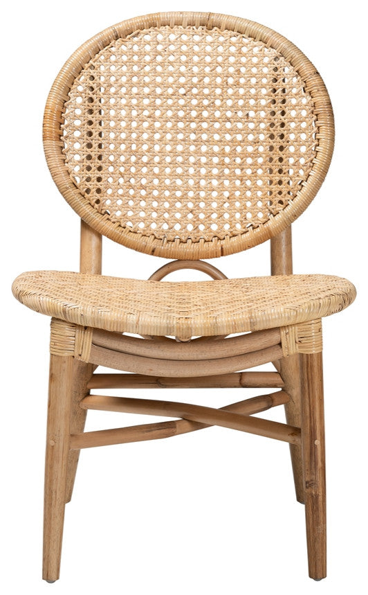 Modern Bohemian Natural Brown Rattan Dining Chair