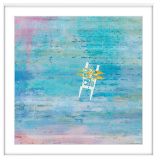 "Orange Kayaks" Framed Painting Print, 24"x24"