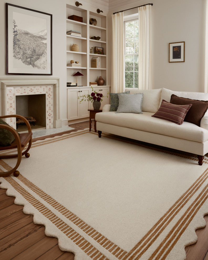 Chris Loves Julia x Loloi Scottie Ivory / Rust 8'-6" x 11'-6" Area Rug
