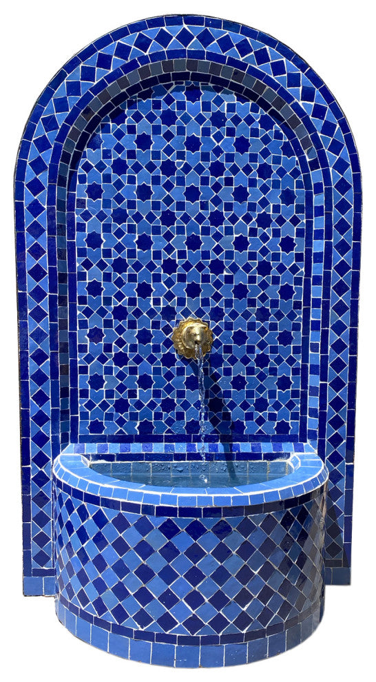Blue Moroccan Arch Tile Fountain