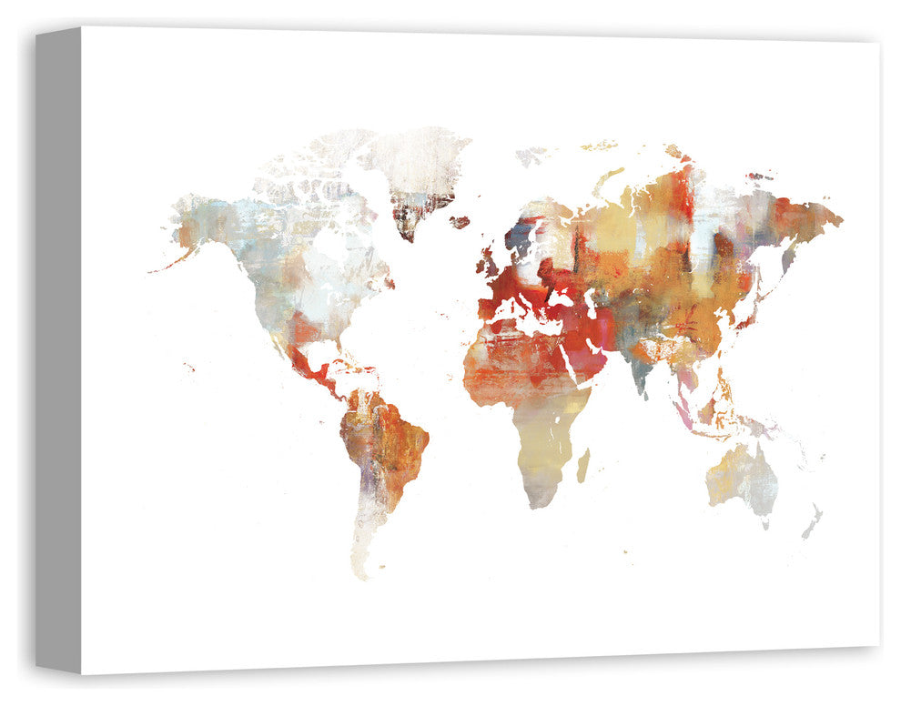 Watercolor World Map IV 18x24 Canvas Wall Art