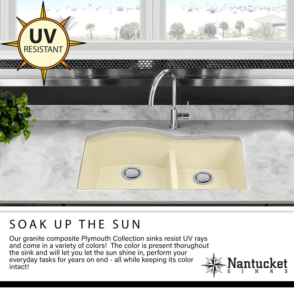 Nantucket Sinks 60/40 Double Bowl Dual-Mount Granite Composite, Black