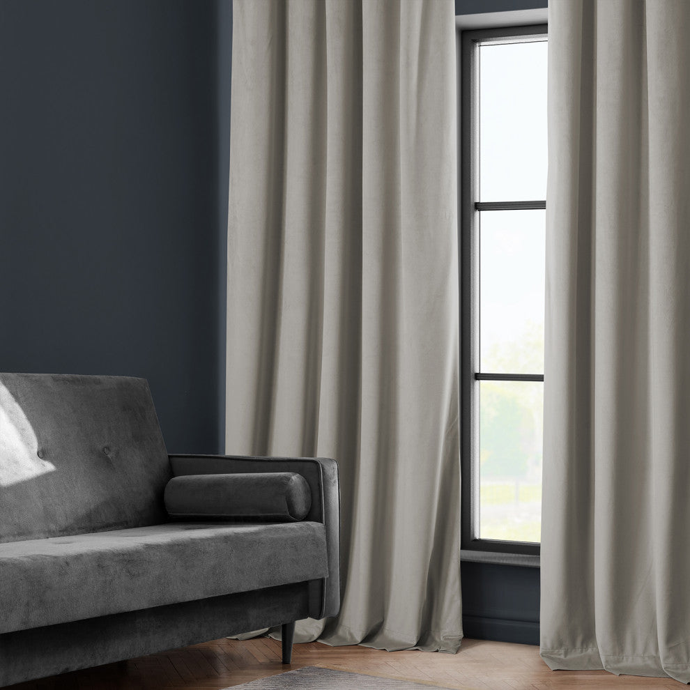 Heritage Plush Velvet Curtain Single Panel, City Gray, 50"x108"