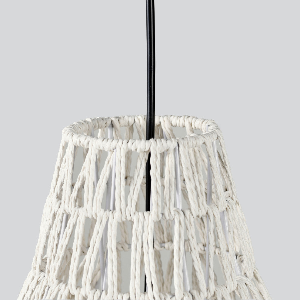 Quaid 1-Light Woven Pendant By Kosas Home, White