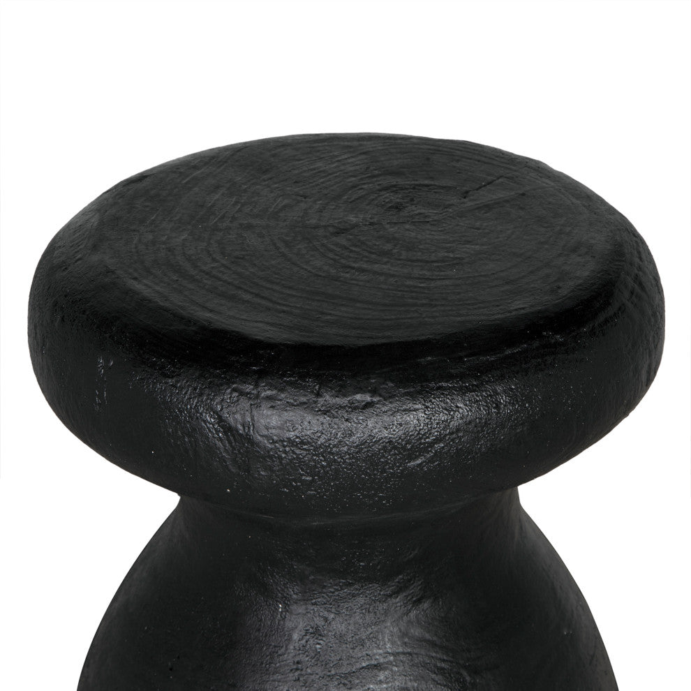 Samson Stool/Side Table, Black Burnt Resin