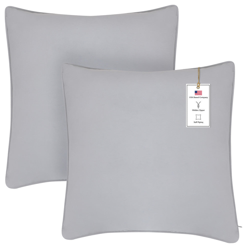 A1HC Soft Velvet Throw Pillow Covers Only, Set of 2, Light Grey, 18"x18"