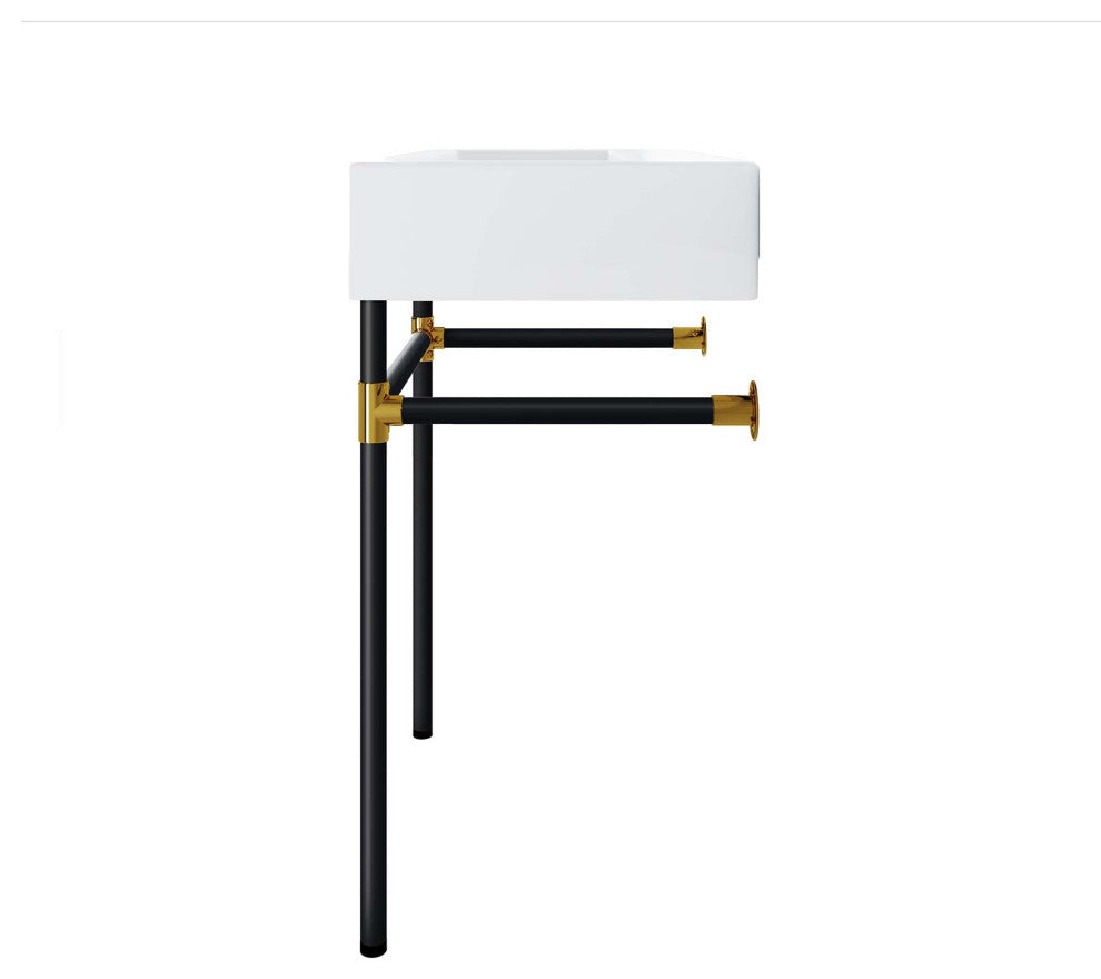 Sink Vanity, Wall Mount, White Black, Ceramic, Stainless, Modern, Bathroom