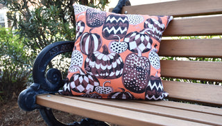 Pumpkins Galore Halloween Print Decorative Throw Pillow, Orange, 16"