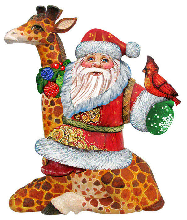 Santa On Giraffe Wooden Holiday Decorative Door Hanger