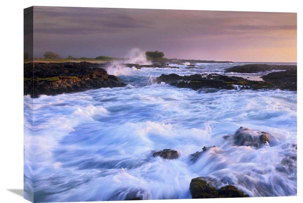 "Waves And Surf At Wawaloli Beach The Big Island, Hawaii" Artwork, 24" x 18"