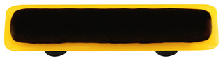 Art Glass Rectangle Bordered Pull, Alum Post, Sunflower Yellow Border Black