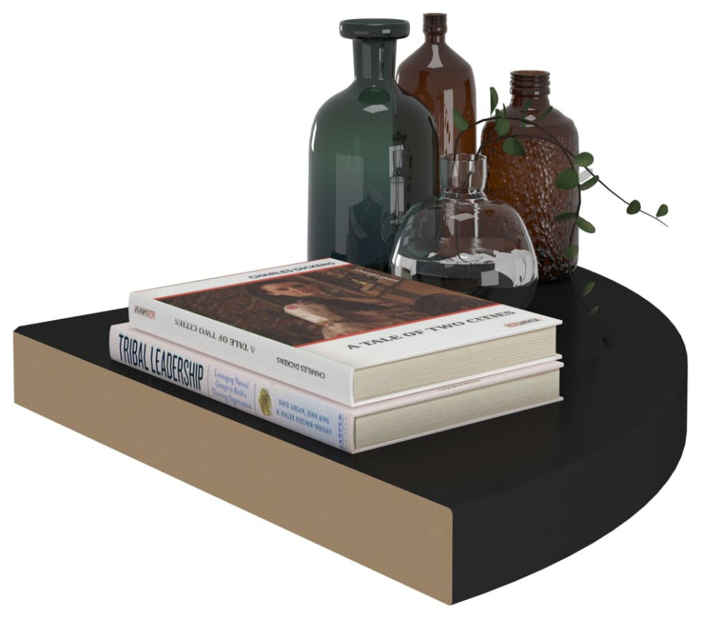 vidaXL Wall Corner Shelves Floating Corner Shelf Display Shelf 2 Pcs Black MDF