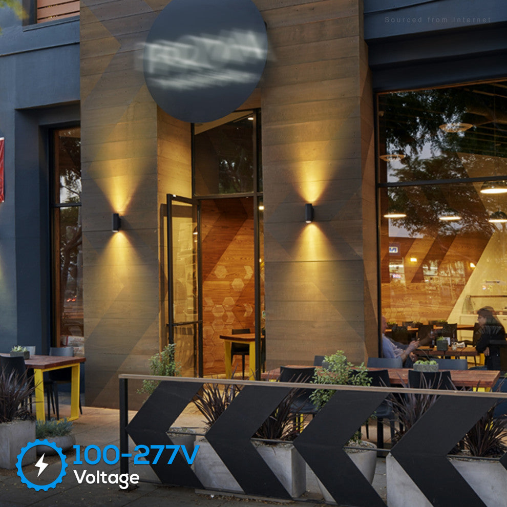 6-Pack LED Cylinder Up Down Wall Light, 100V-277V, 3000K Warm White