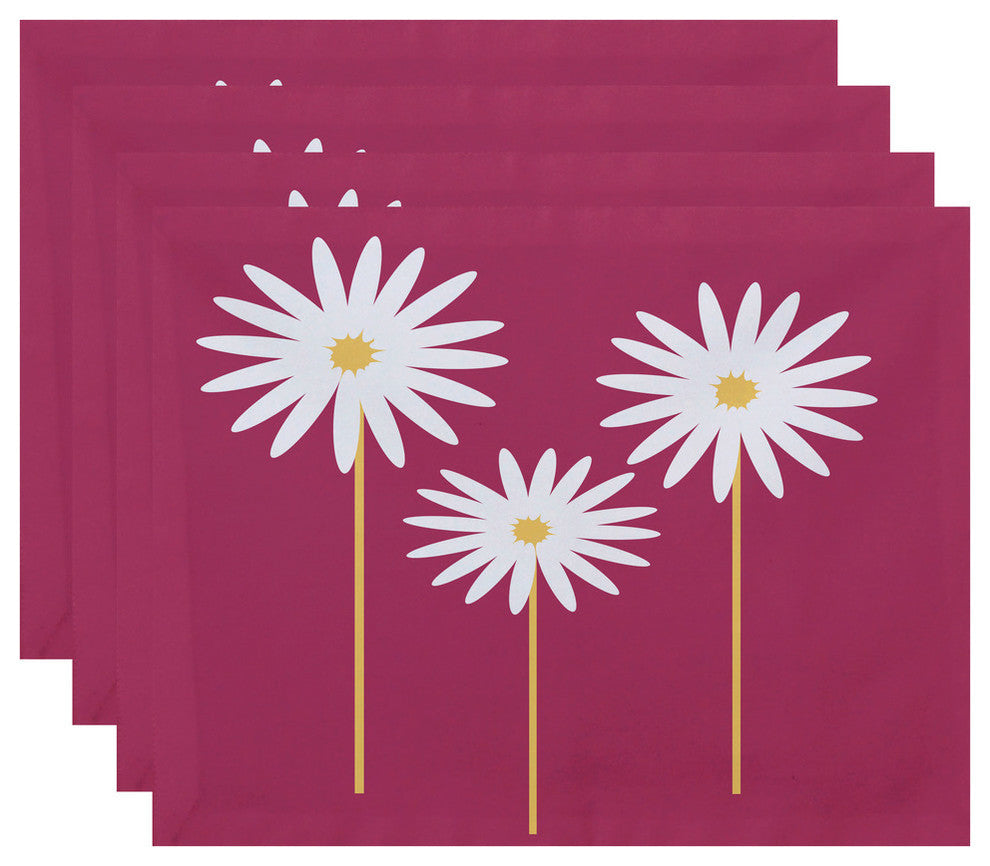 Daisy May Floral Print Placement, Pink Cheeks, Set of 4