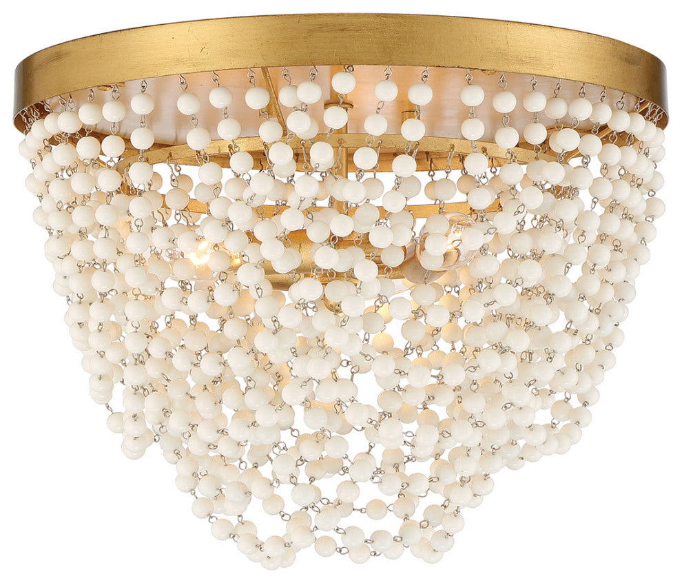 Crystorama Lighting Group FIO-A9103-WH Fiona 3 Light 14"W Flush - Antique Gold