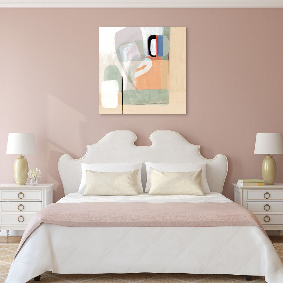 "Multiform I" Abstract Wall Art on Frameless Free Floating Tempered Glass