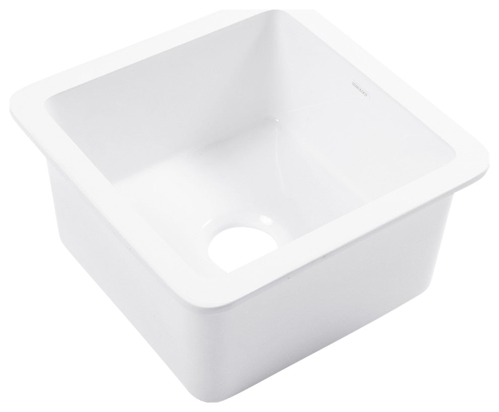 Eden Crisp White Fireclay 18" Single Bowl Undermount Kitchen Sink