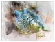 Green Iguana Close Up Painting, Abstract Canvas Artwork, 36x28, 3 Panels