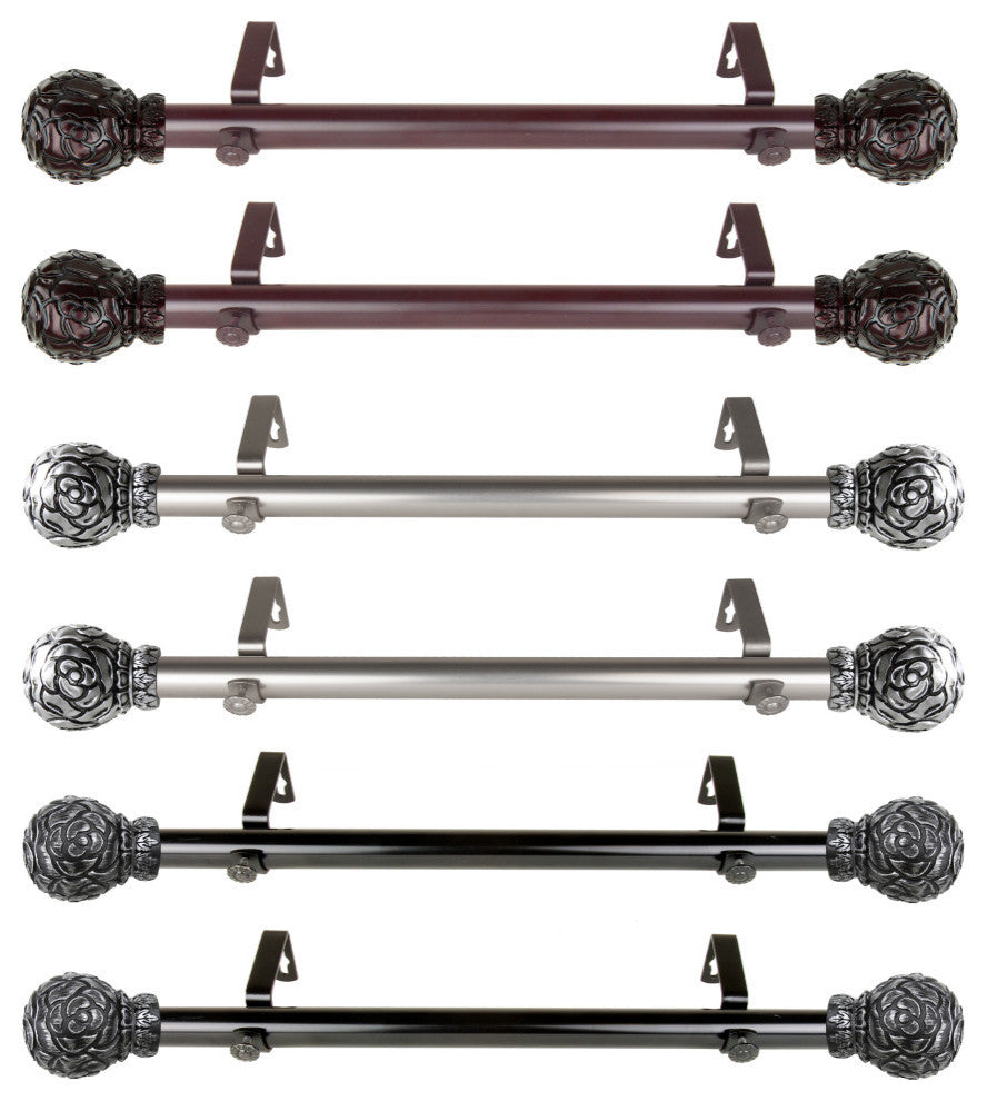 Davor Side Curtain Rods 12-20", Mahogany