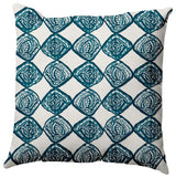 Cowry Check Outdoor Pillow, Teal, 18"x18"