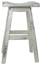 Swivel White Distressed Saddle Seat Bar Stool, Set of 2, 30"