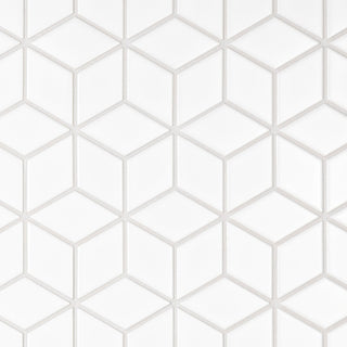 Metro Rhombus Mosaic Floor and Wall Tile, Matte White