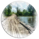 Bridge Over Waterfall In Forest, Landscape Disc Metal Wall Art, 11"
