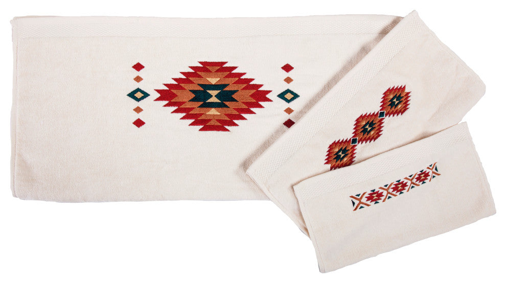 Del Sol Embroidered Towel Set, Cream, 3 Piece