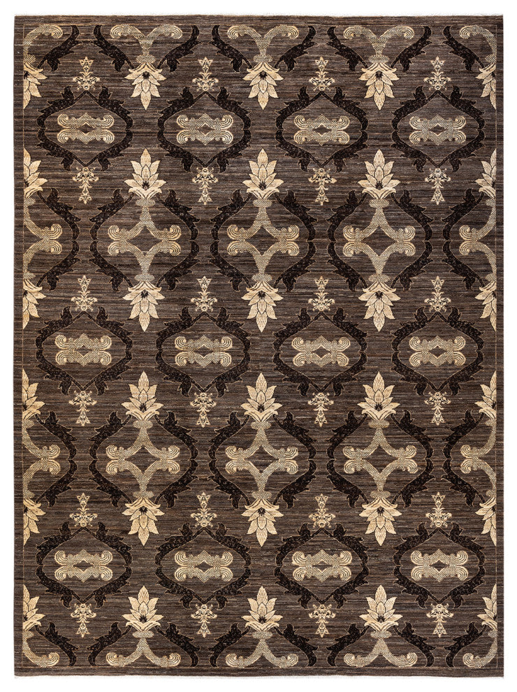 Eclectic, One-of-a-Kind Hand-Knotted Area Rug Brown, 9'1"x12'3"
