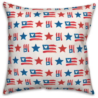 Flags and Stars Pattern 18"x18" Spun Poly Pillow