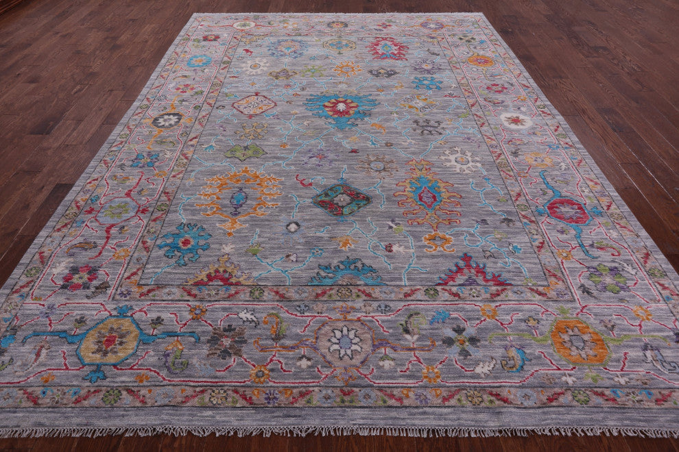 Hand Knotted Turkish Oushak Wool Rug 8' 11" X 11' 10" - Q15614