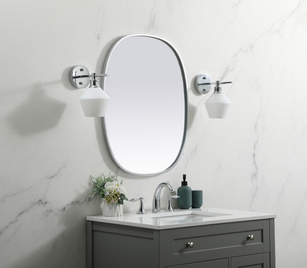 Metal Frame Oval Mirror 24X30 Inch, Silver
