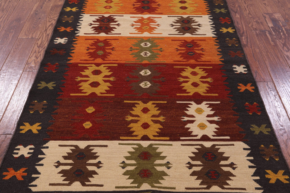 4' 0" X 6' 0" Reversible Flat Weave Kilim Wool Rug - Q12141