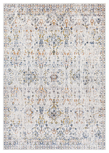 Surya Porto POO-2304 7'10"x10'2" Rug, White/Gray/Blue/Taupe/Mustard/Burnt Orange