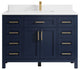 Cambridge 48 Single Sink Bath Vanity in Hale Navy Blue 1.5" White Quartz