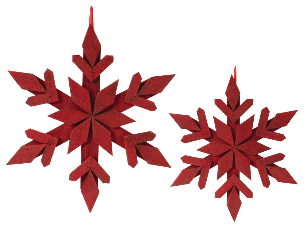 Fir Wood Snowflake Ornament, Set of 4