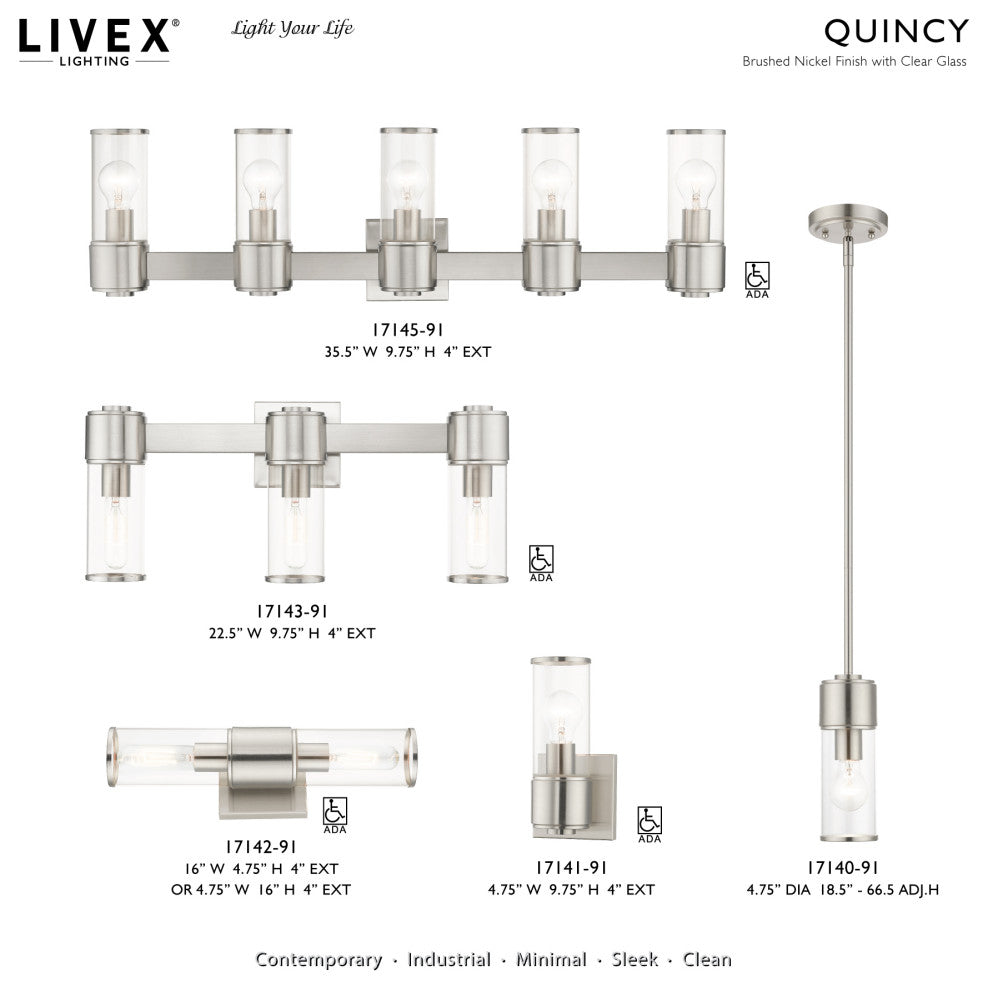 Quincy 1-Light Brushed Nickel Mini Pendant