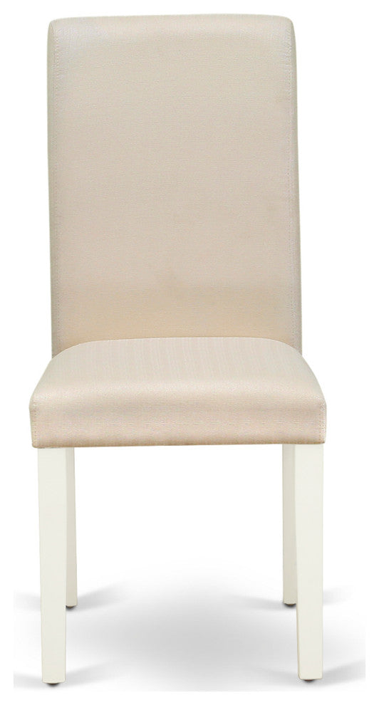 5 Pc Dining Set, 1 Drop Leaves Dining Table, 4 Cream Chair, Linen White Finish