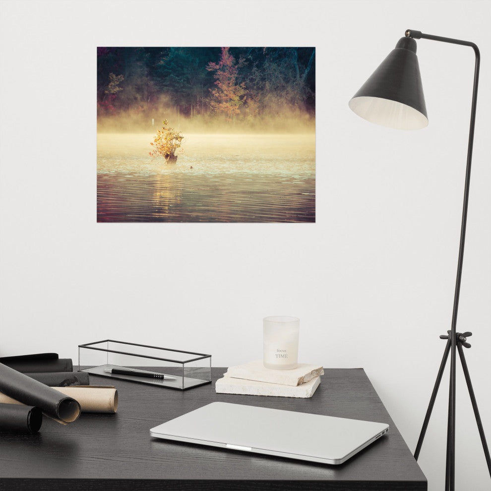 Golden Mist on Waples Pond Landscape Photo Unframed Wall Art Print, 16" X 20"