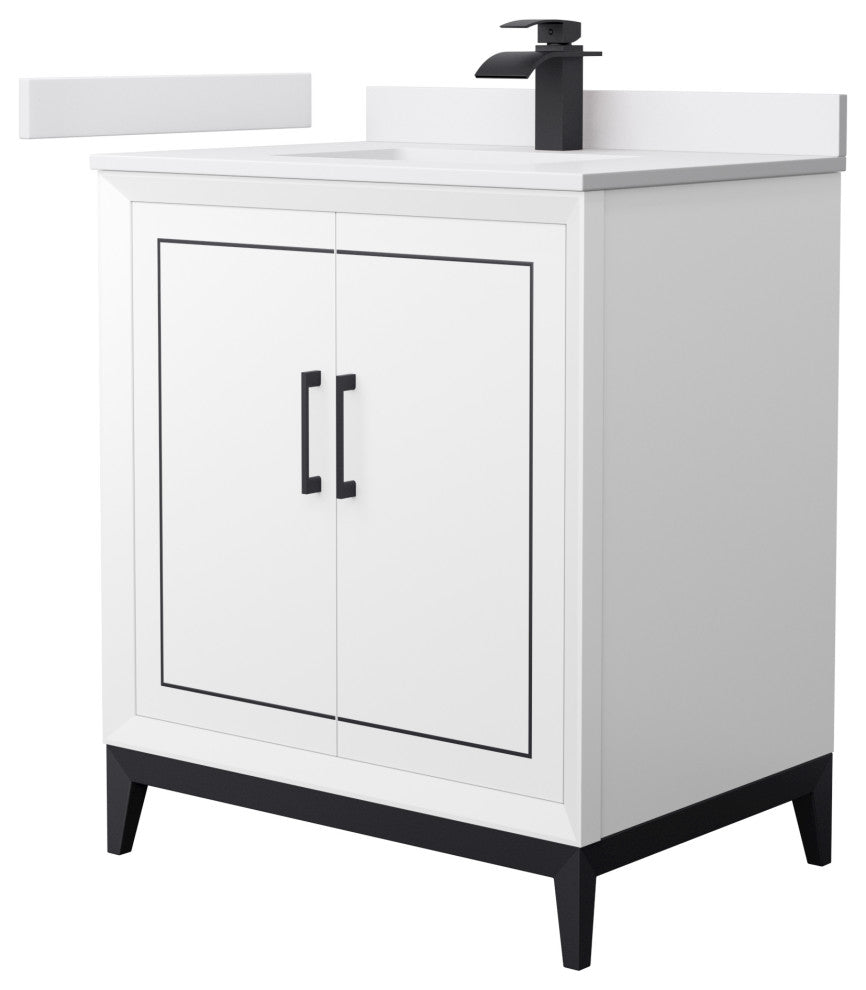 Marlena 30" Single Vanity, Cultured Top, Black Trim