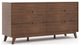 Modern Double Dresser With Groove Handles, Walnut Stain