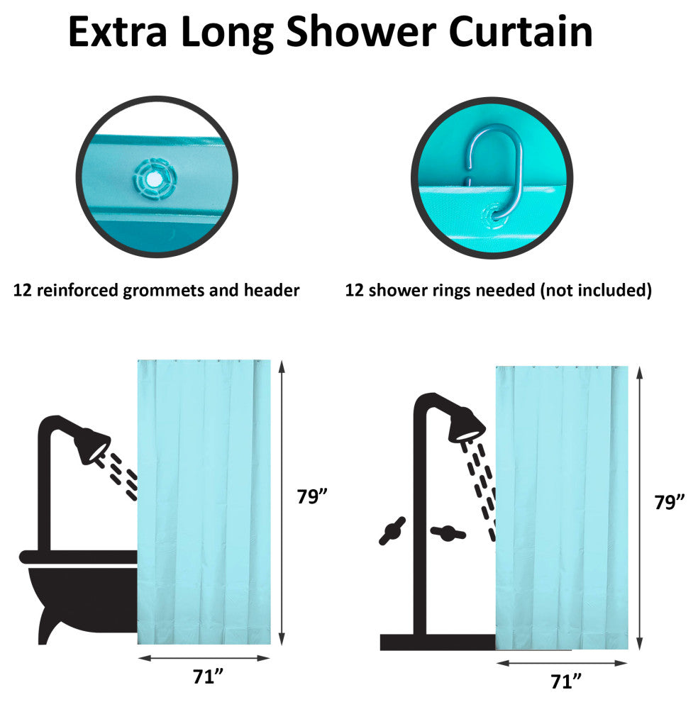 Extra Long Shower Curtain Liner Plastic 71W x 79H, Black