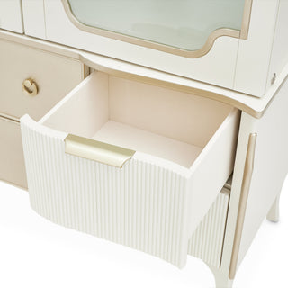 Close-up of curved molding and top edge on white background