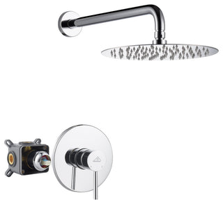 CASAINC 10" Round Wall Mounted Rainfall Luxury Shower System Kit, Chrome