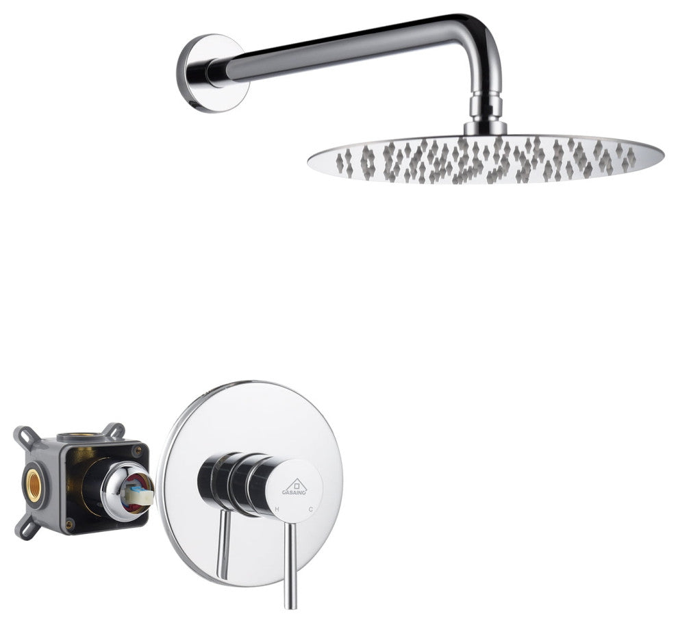 CASAINC 10" Round Wall Mounted Rainfall Luxury Shower System Kit, Chrome
