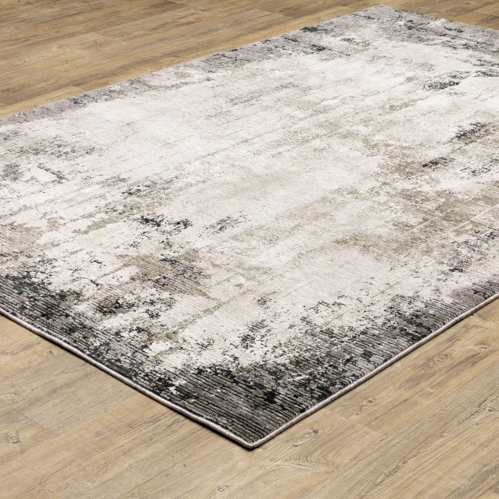 Noble Industrial Abstract Grey/ Ivory Indoor Area Rug, Grey, 9'10"x12'10"